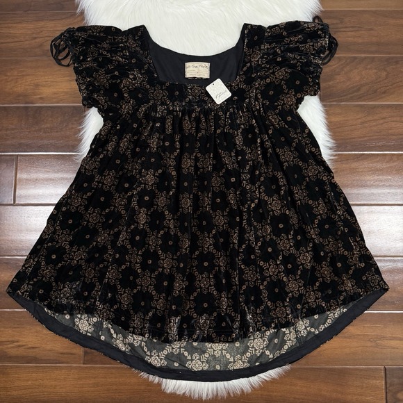 We the Free People Size Medium Black Combo Velvet Summer Camp Tunic Dress - Picture 1 of 10